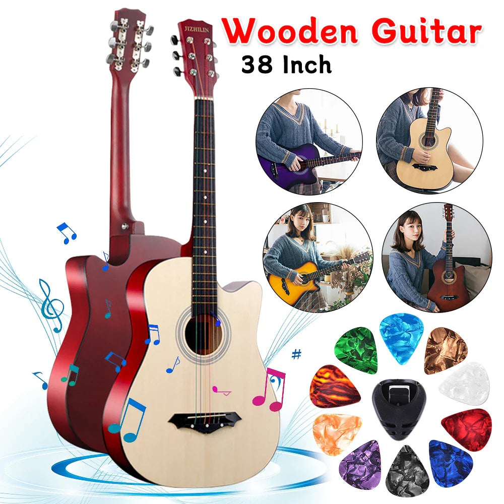 38 Inch Classical Guitar with Starter Kit Gig Bag Acoustic Guitar Wooden Guitar Music Instrument for Adults Teens Beginners