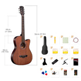 38 Inch Classical Guitar with Starter Kit Gig Bag Acoustic Guitar Wooden Guitar Music Instrument for Adults Teens Beginners