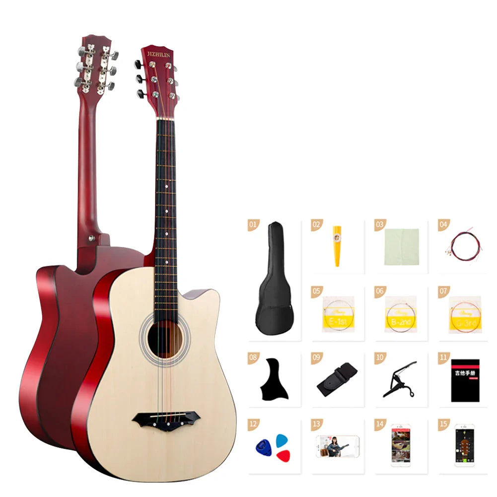 38 Inch Classical Guitar with Starter Kit Gig Bag Acoustic Guitar Wooden Guitar Music Instrument for Adults Teens Beginners