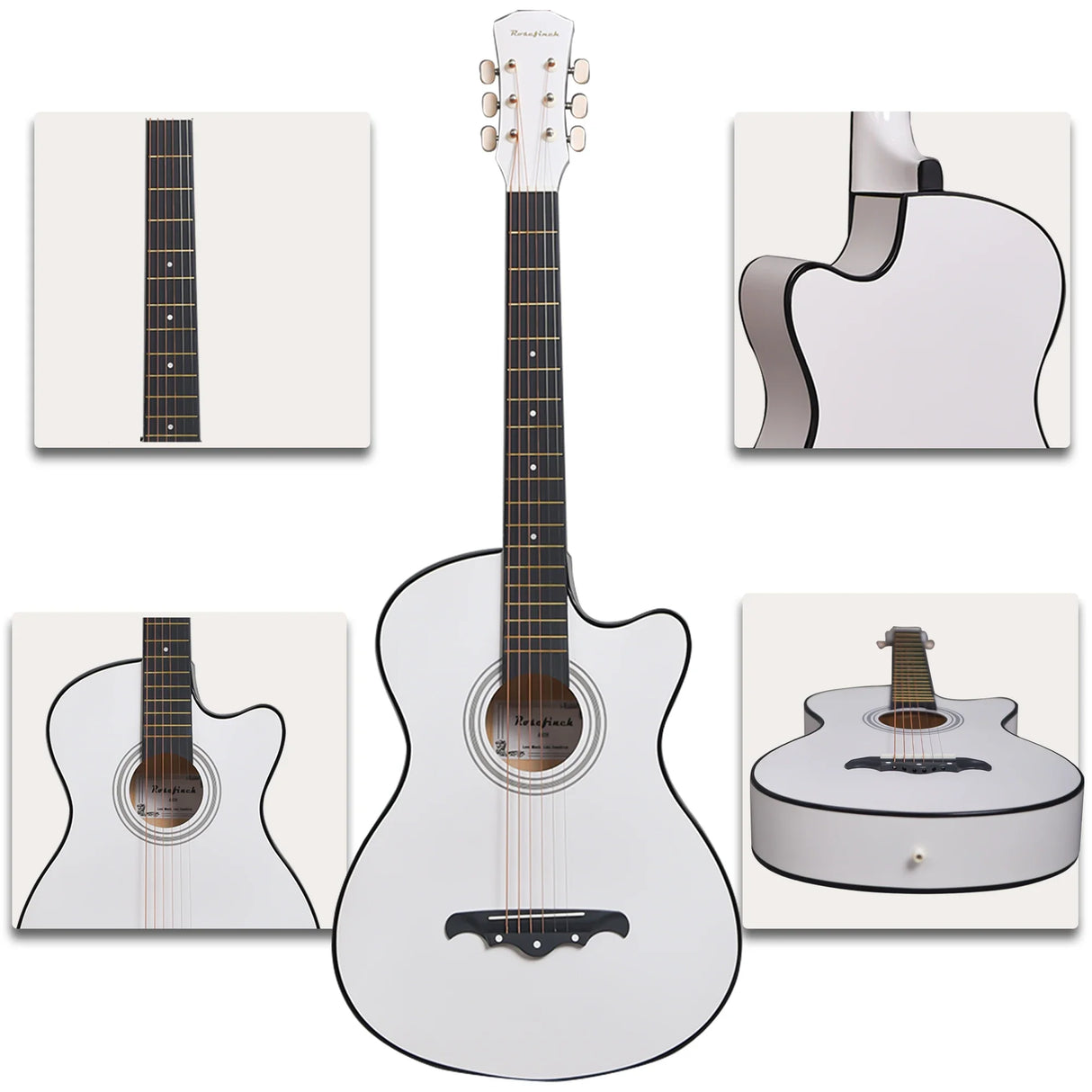 38 inch Acoustic Guitar Kit Folk Guitar for Beginners Children 6 Strings Travel Guitar Black Blue White Wood Brown Guitarr AGT16