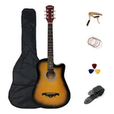 38 inch Acoustic Guitar Kit Folk Guitar for Beginners Children 6 Strings Travel Guitar Black Blue White Wood Brown Guitarr AGT16