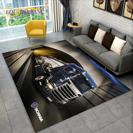 3D Top Class Truck S-Scania Cartoon Area Rug,Carpet Rug for Living Room Bedroom Sofa Doormat Decoration,Child Non-slip Floor Mat