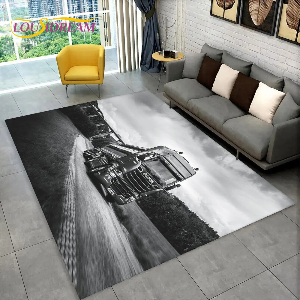 3D Top Class Truck S-Scania Cartoon Area Rug,Carpet Rug for Living Room Bedroom Sofa Doormat Decoration,Child Non-slip Floor Mat