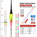 3PCS Luminous Fishing Floats+3 CR425+3 Float Tubes+1 Bag Hooks Night Nano Buoy Electric Boya Fresh Water Fishing Tool Accessorie