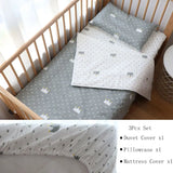 3Pcs Baby Bedding Set For Newborns Star Pattern Kid Bed Linen For Boy Pure Cotton Woven Crib Bedding Duvet Cover Pillocase Sheet