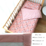 3Pcs Baby Bedding Set For Newborns Star Pattern Kid Bed Linen For Boy Pure Cotton Woven Crib Bedding Duvet Cover Pillocase Sheet