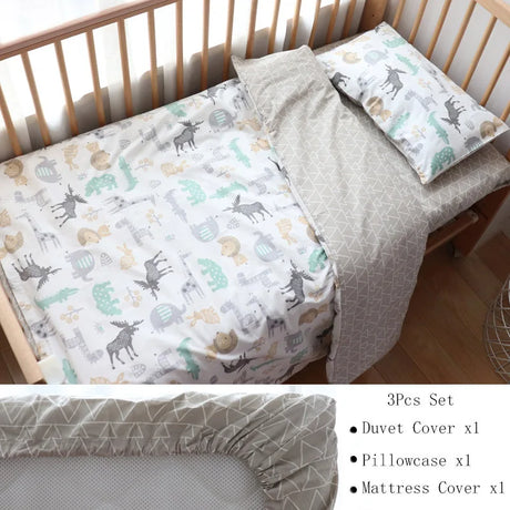 3Pcs Baby Bedding Set For Newborns Star Pattern Kid Bed Linen For Boy Pure Cotton Woven Crib Bedding Duvet Cover Pillocase Sheet