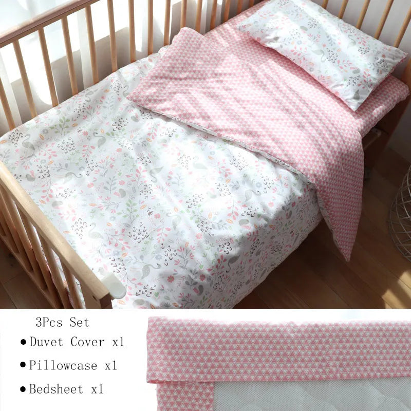 3Pcs Baby Bedding Set For Newborns Star Pattern Kid Bed Linen For Boy Pure Cotton Woven Crib Bedding Duvet Cover Pillocase Sheet