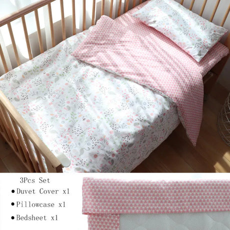 3Pcs Baby Bedding Set For Newborns Star Pattern Kid Bed Linen For Boy Pure Cotton Woven Crib Bedding Duvet Cover Pillocase Sheet