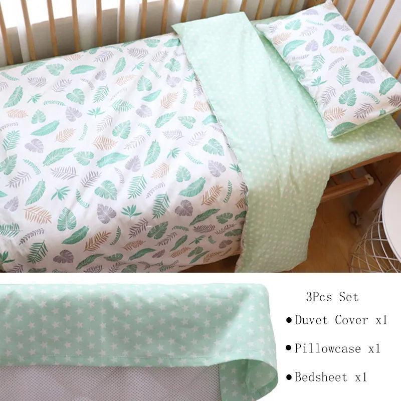 3Pcs Baby Bedding Set For Newborns Star Pattern Kid Bed Linen For Boy Pure Cotton Woven Crib Bedding Duvet Cover Pillocase Sheet