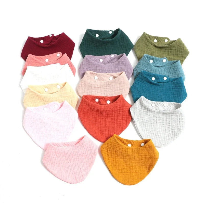 3Pcs Baby Burp Cloth Soft Cotton Drool Bib Breathable Toddler Face Cloth Drooling Bib with Snap Button Infant Neck Scarf