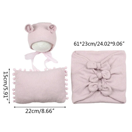 3Pcs/Set Baby Hat Pillow Wraps Newborn Photography Props Infants Photo Shooting Accessories Fotografia Photo Props Backdrop