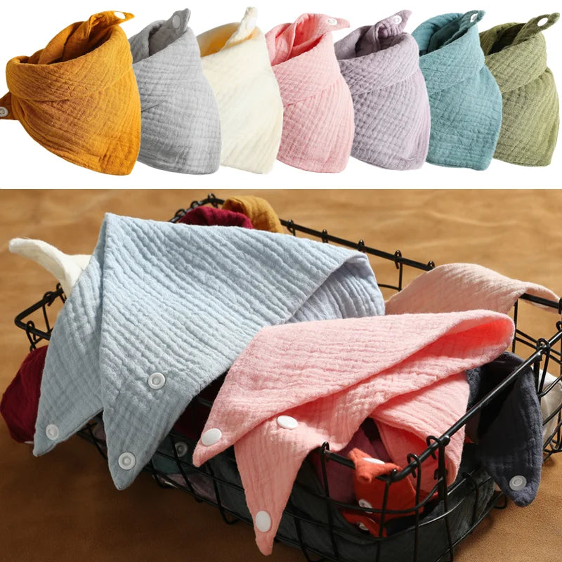 3Pcs/lot Baby Muslin Bibs Triangle Soft Cotton Solid Color Bibs Saliva Towel Boys Girls Feeding Apron Bandana Drool Stuff Bibs