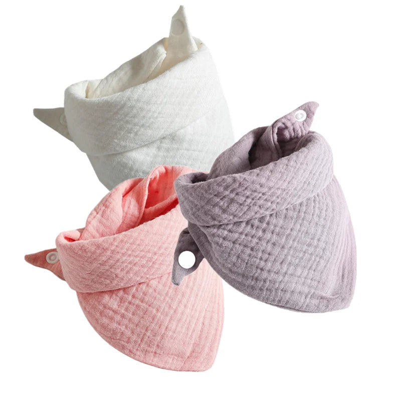 3Pcs/lot Baby Muslin Bibs Triangle Soft Cotton Solid Color Bibs Saliva Towel Boys Girls Feeding Apron Bandana Drool Stuff Bibs