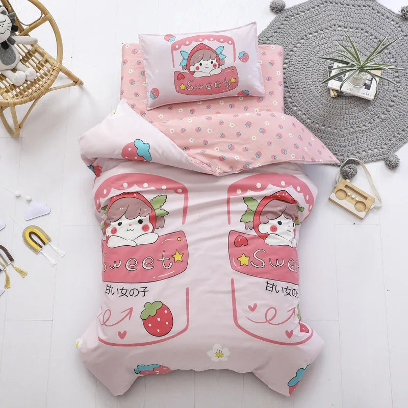 3pcs Baby Bedding Set For Baby Kindergarten Crib Bed Linen Kit Quilt Duvet Cover Pillowcase Mattress Sheet Bedspread  CP12