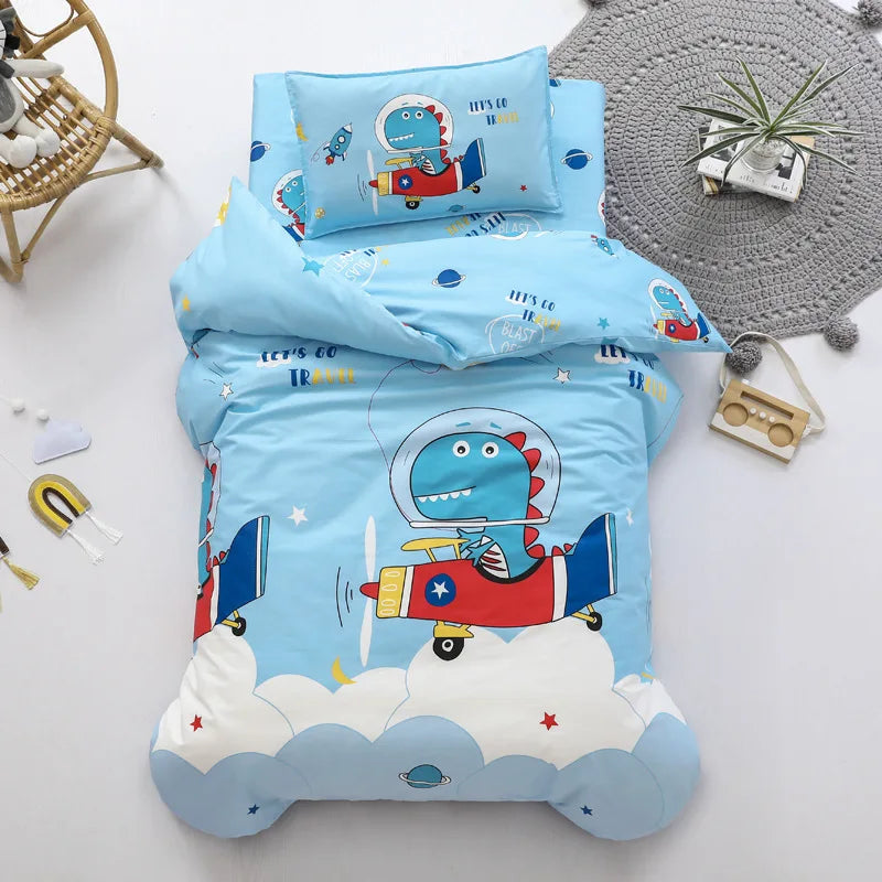 3pcs Baby Bedding Set For Baby Kindergarten Crib Bed Linen Kit Quilt Duvet Cover Pillowcase Mattress Sheet Bedspread  CP12