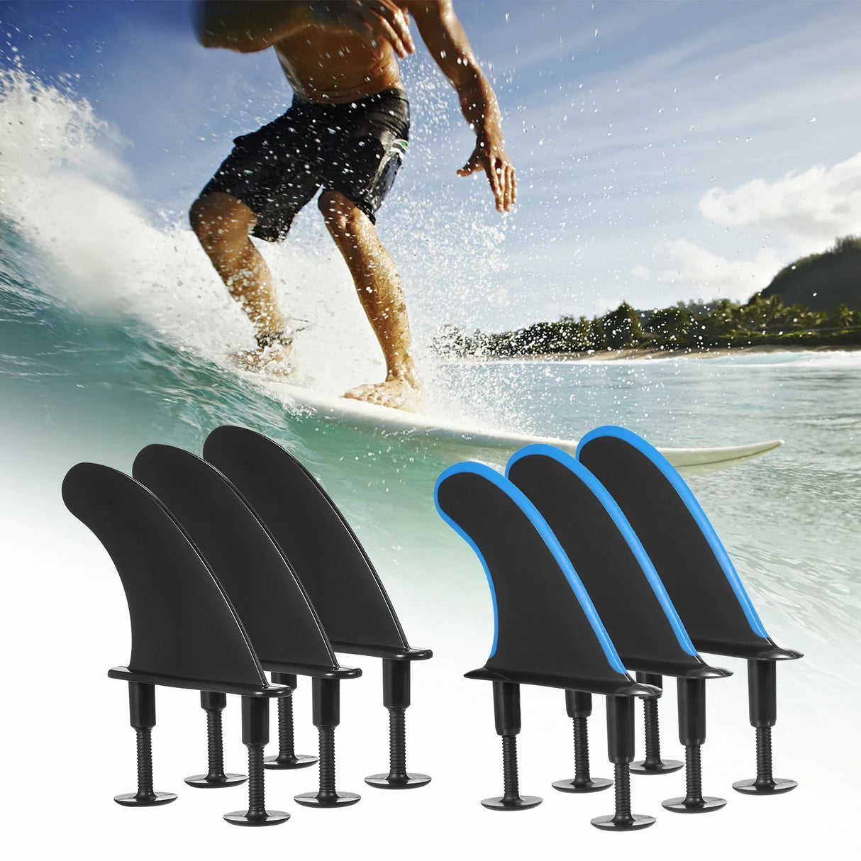 3pcs Soft Surfboard Fins with Screws 4.5 Inch Surf Fins for Soft Surfboard Longboard Surfing Fins Set SUP Board Accessories