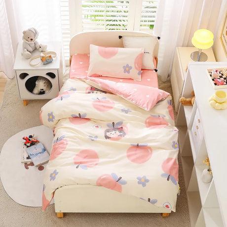 3pcs/set Cartoon Cotton Bedding Set Crib Linen Kit Kindergarten Bed Sheet Pillowcase Duvet Cover Without Filler  CP27