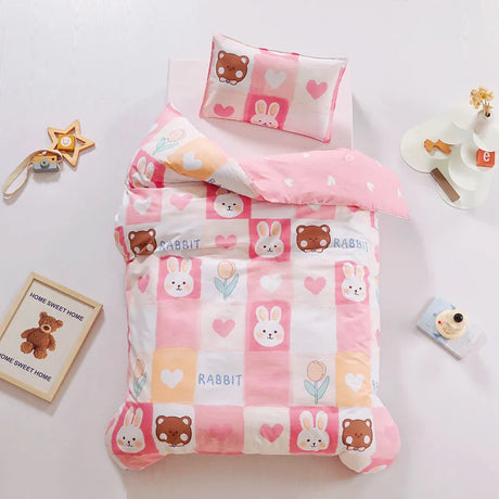 3pcs/set Cartoon Cotton Bedding Set Crib Linen Kit Kindergarten Bed Sheet Pillowcase Duvet Cover Without Filler  CP27