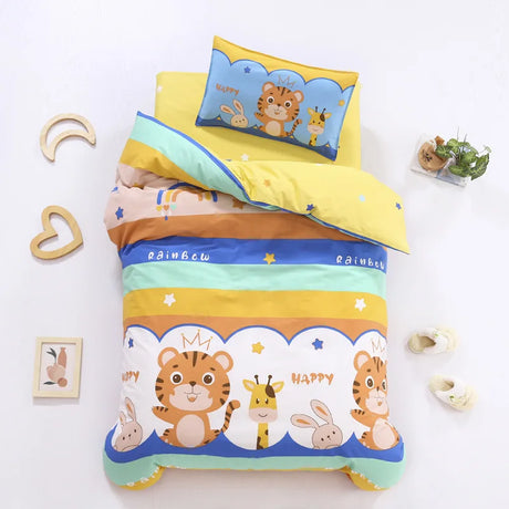 3pcs/set Cartoon Cotton Bedding Set Crib Linen Kit Kindergarten Bed Sheet Pillowcase Duvet Cover Without Filler  CP27