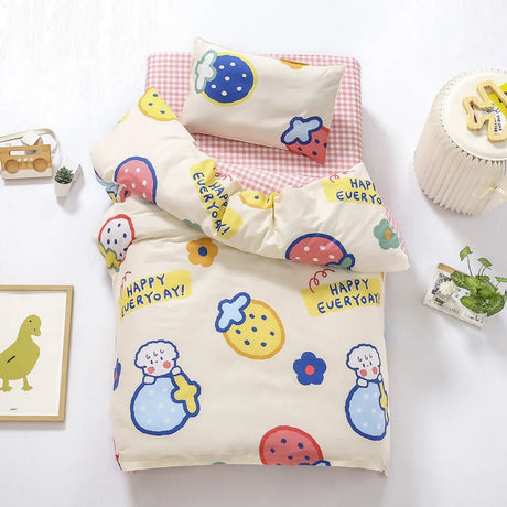 3pcs/set Cartoon Cotton Bedding Set Crib Linen Kit Kindergarten Bed Sheet Pillowcase Duvet Cover Without Filler  CP27