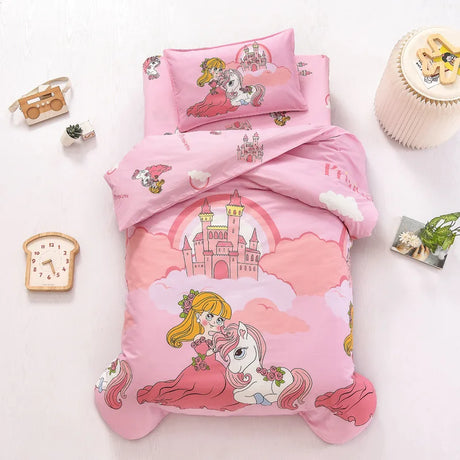 3pcs/set Cartoon Cotton Bedding Set Crib Linen Kit Kindergarten Bed Sheet Pillowcase Duvet Cover Without Filler  CP27