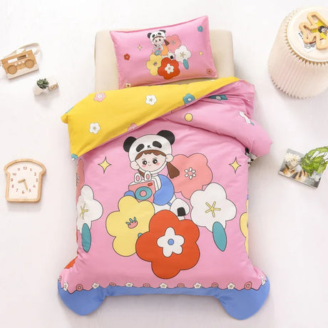 3pcs/set Cartoon Cotton Bedding Set Crib Linen Kit Kindergarten Bed Sheet Pillowcase Duvet Cover Without Filler  CP27