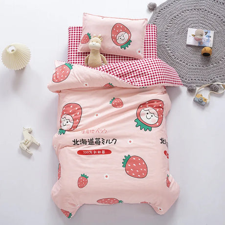 3pcs/set Cartoon Cotton Bedding Set Crib Linen Kit Kindergarten Bed Sheet Pillowcase Duvet Cover Without Filler  CP27
