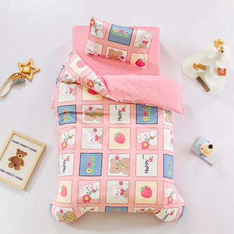 3pcs/set Cartoon Cotton Bedding Set Crib Linen Kit Kindergarten Bed Sheet Pillowcase Duvet Cover Without Filler  CP27