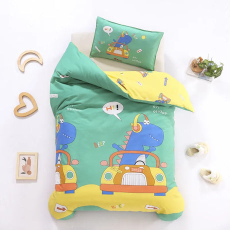 3pcs/set Cartoon Cotton Bedding Set Crib Linen Kit Kindergarten Bed Sheet Pillowcase Duvet Cover Without Filler  CP27
