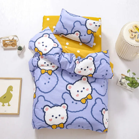 3pcs/set Cartoon Cotton Bedding Set Crib Linen Kit Kindergarten Bed Sheet Pillowcase Duvet Cover Without Filler  CP27