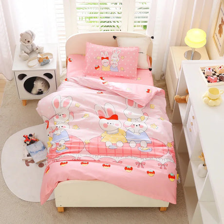 3pcs/set Cartoon Cotton Bedding Set Crib Linen Kit Kindergarten Bed Sheet Pillowcase Duvet Cover Without Filler  CP27