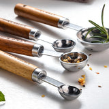 4/8Pcs Kitchen Baking Tools Bakeware Measuring Tools & Scales Set Stainless Steel Measuring Cups and Spoons With Wooden Handle