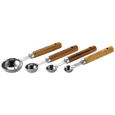 4/8Pcs Kitchen Baking Tools Bakeware Measuring Tools & Scales Set Stainless Steel Measuring Cups and Spoons With Wooden Handle