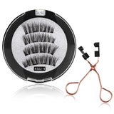 4 PCS-Reusable Magnetic False Eyelashes with Eyelash Curler 4 Magnets 3D Fake Eyelash Extension Self-adhesive Eye Makeup Tools