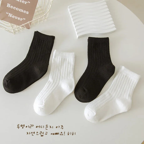 4 Pairs/Lot Children Socks for Girls Boys Cotton Solid Color Spring Autumn Winter Kids Baby Mid Tube Socks Keep Warm Floor Socks