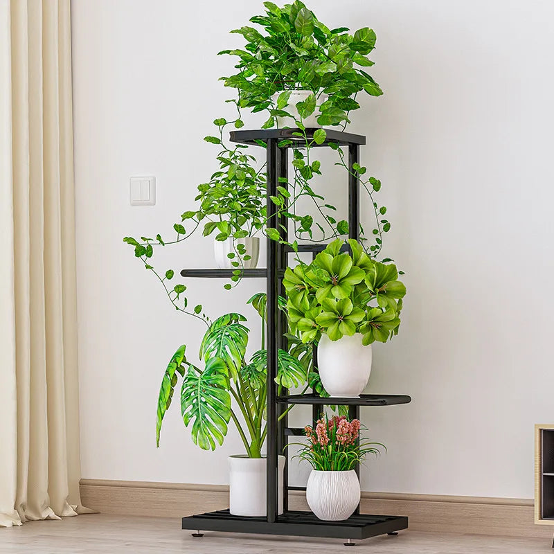 4 Tier 5 Potted Plant Stand Metal Flower Pot Holder Storage Rack Flower Display Stand for Indoor Garden Decor  Flowerpot Shelf