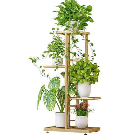 4 Tier 5 Potted Plant Stand Multiple Flower Pot Holder Shelves Planter Rack Storage Organizer Display for Indoor Garden Balcony