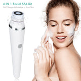 4 in 1 Electric Clean Facial Brush Face Tightening Exfoliating Cleansing Sonic Massager Cleaner with 4 Heads Kit face Skin Care