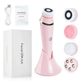 4 in 1 Electric Clean Facial Brush Face Tightening Exfoliating Cleansing Sonic Massager Cleaner with 4 Heads Kit face Skin Care