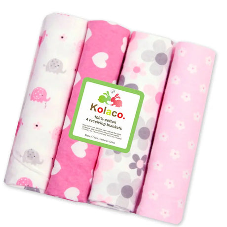 4 pieces flannel baby blanket swaddle set 76*76cm cotton cartoon soft and comfortable children's blanket newborn quilt