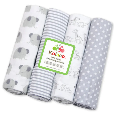 4 pieces flannel baby blanket swaddle set 76*76cm cotton cartoon soft and comfortable children's blanket newborn quilt