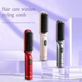 4000mAh Wireless Hair Straightener Hot Comb with LED Display Hot Brush Smoothing Brush Hair Styling Appliance Hair Crimper