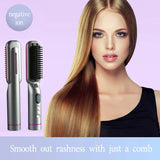 4000mAh Wireless Hair Straightener Hot Comb with LED Display Hot Brush Smoothing Brush Hair Styling Appliance Hair Crimper