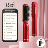 4000mAh Wireless Hair Straightener Hot Comb with LED Display Hot Brush Smoothing Brush Hair Styling Appliance Hair Crimper