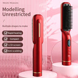 4000mAh Wireless Hair Straightener Hot Comb with LED Display Hot Brush Smoothing Brush Hair Styling Appliance Hair Crimper