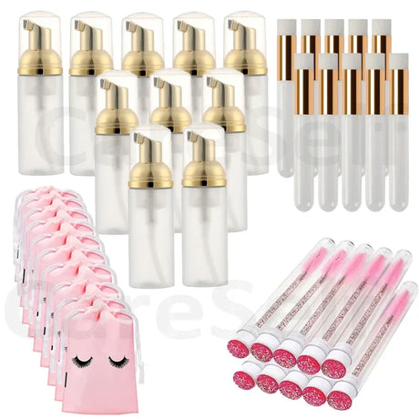 40pcs set 60ml empty Scrub bottle foam bottle eyelash shampoo brush diamond eyelash foam soap pump dispenser eyelash stick makeu