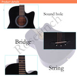 41/38 Inch Acoustic Guitar for Travel Beginners Adults Kit with Capo Picks Bag 6 Steel Strings Guitarra for Teens  AGT16