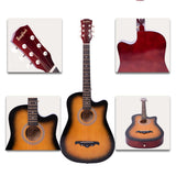 41/38 Inch Acoustic Guitar for Travel Beginners Adults Kit with Capo Picks Bag 6 Steel Strings Guitarra for Teens  AGT16