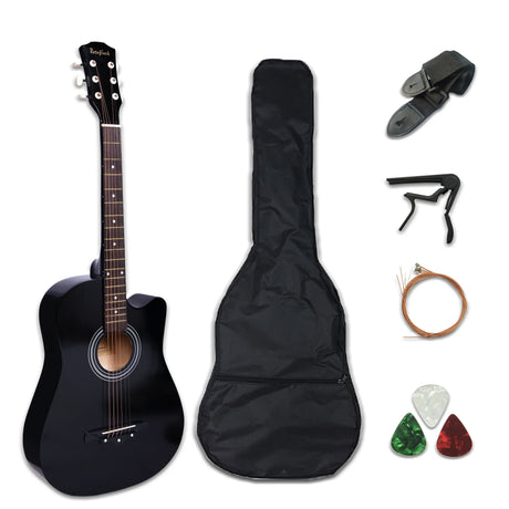 41/38 Inch Acoustic Guitar for Travel Beginners Adults Kit with Capo Picks Bag 6 Steel Strings Guitarra for Teens  AGT16